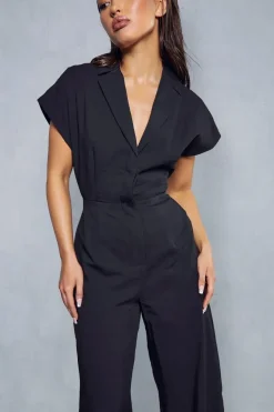 Linen Look Wide Leg Jumpsuit