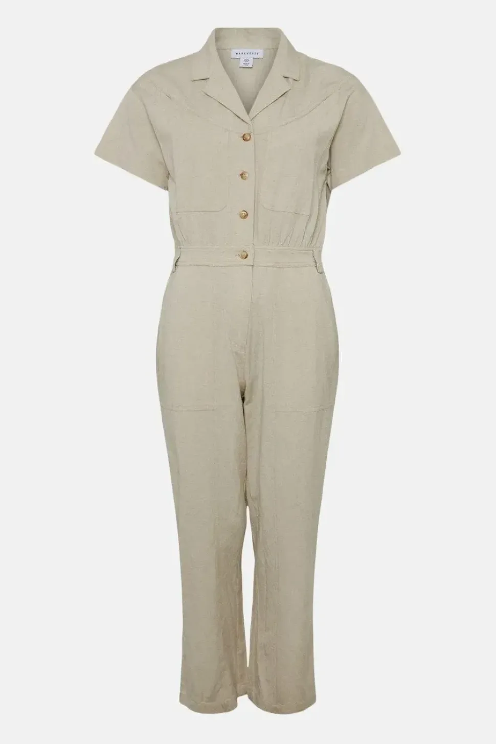 Linen Mix Utility Short Sleeve Boilersuit