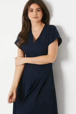 Linen Pleat Detail Midi Dress