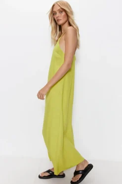 Linen Strappy Maxi Dress