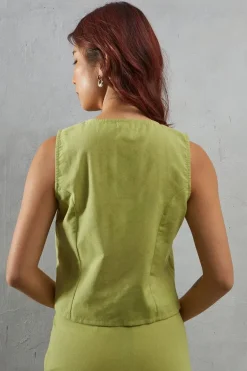 Linen Tie Front Top