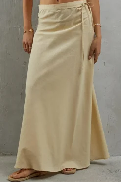 Linen Tie Side Maxi Skirt