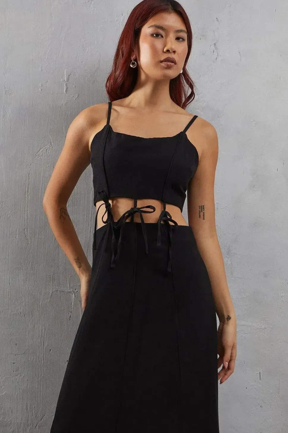 Linen Tie Waist Strappy Sundress
