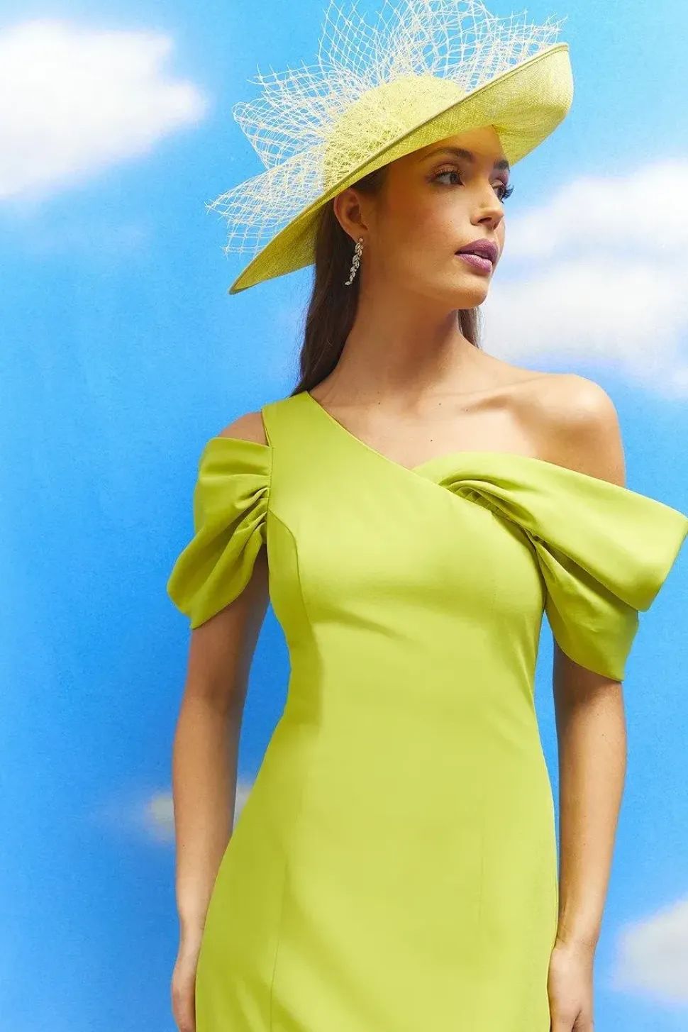 Lisa Tan Bardot Detail Ruffle Skirt Crepe Midi Dress