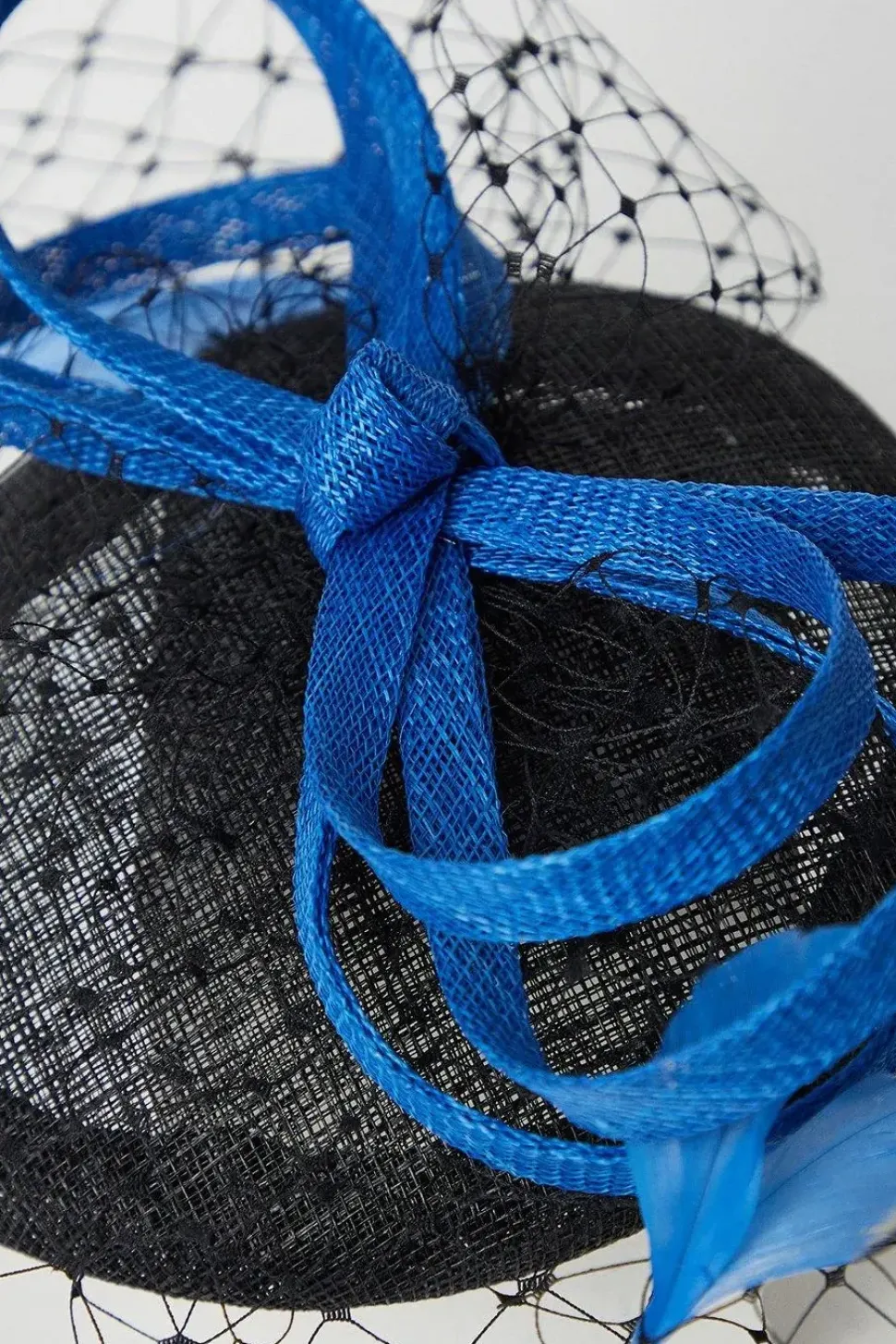 Lisa Tan Bow And Mesh Feather Detail Pillbox Fascinator