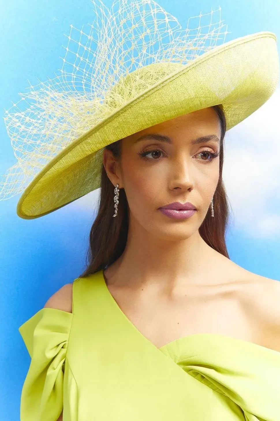 Lisa Tan Mesh Bow Wide Brim Hat