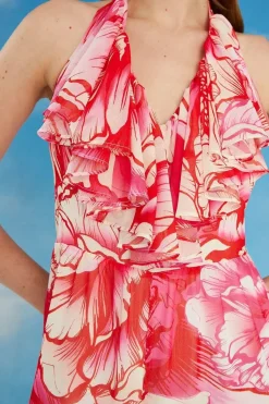 Lisa Tan Ruffle Wide Leg Jumpsuit