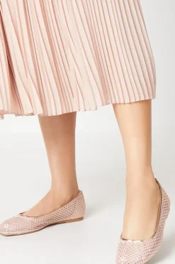 Lisbon Mesh Diamante Ballet Pumps
