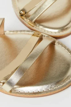 Lola Metallic Strappy Flat Sandals