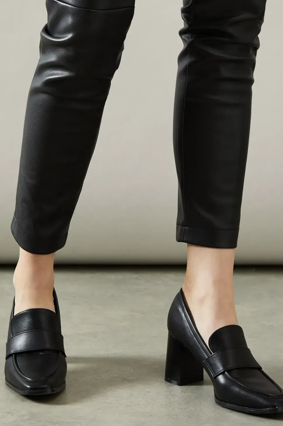 Lola Square Toe High Heel Penny Loafers