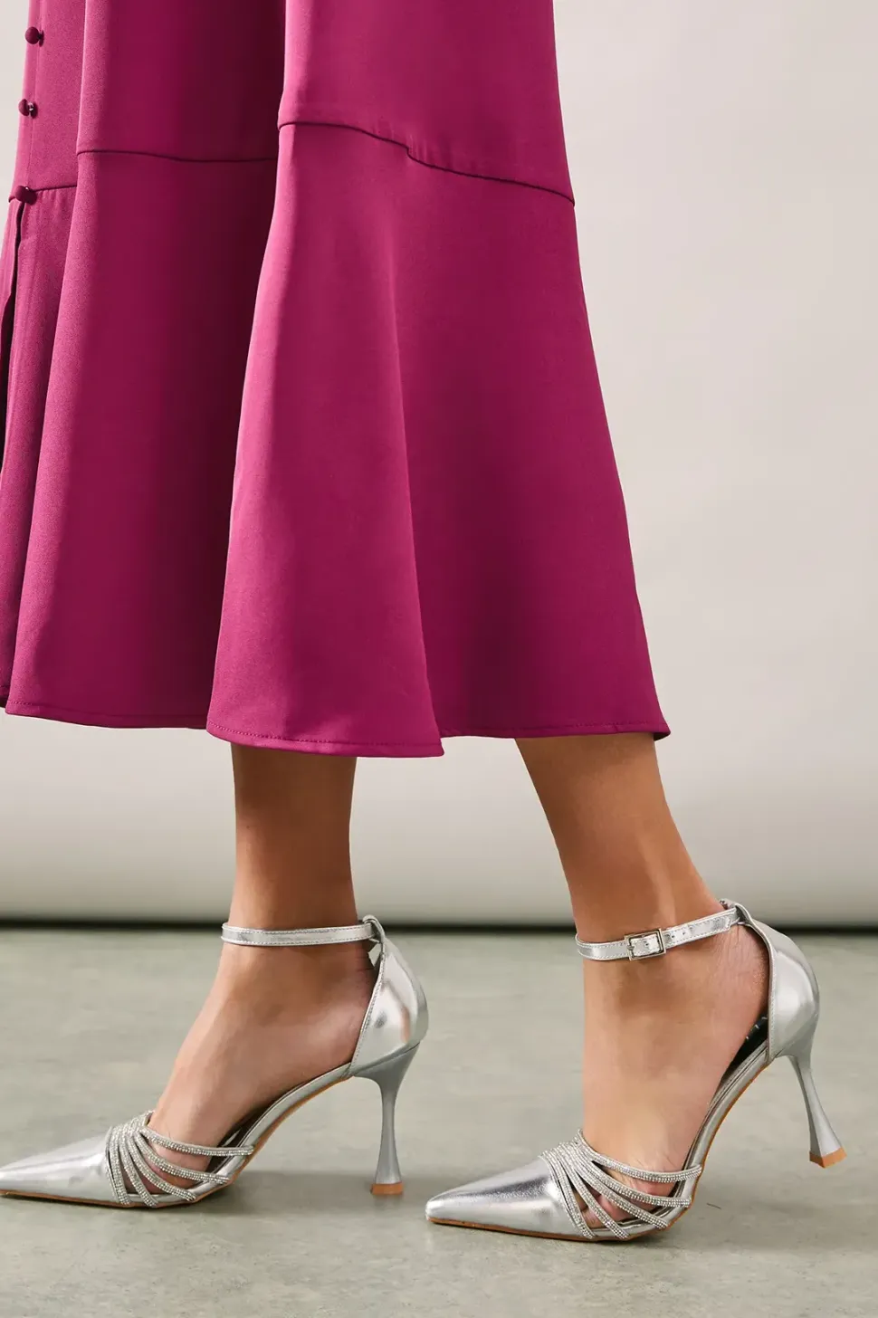 London Diamante Stiletto Heeled Court Shoes