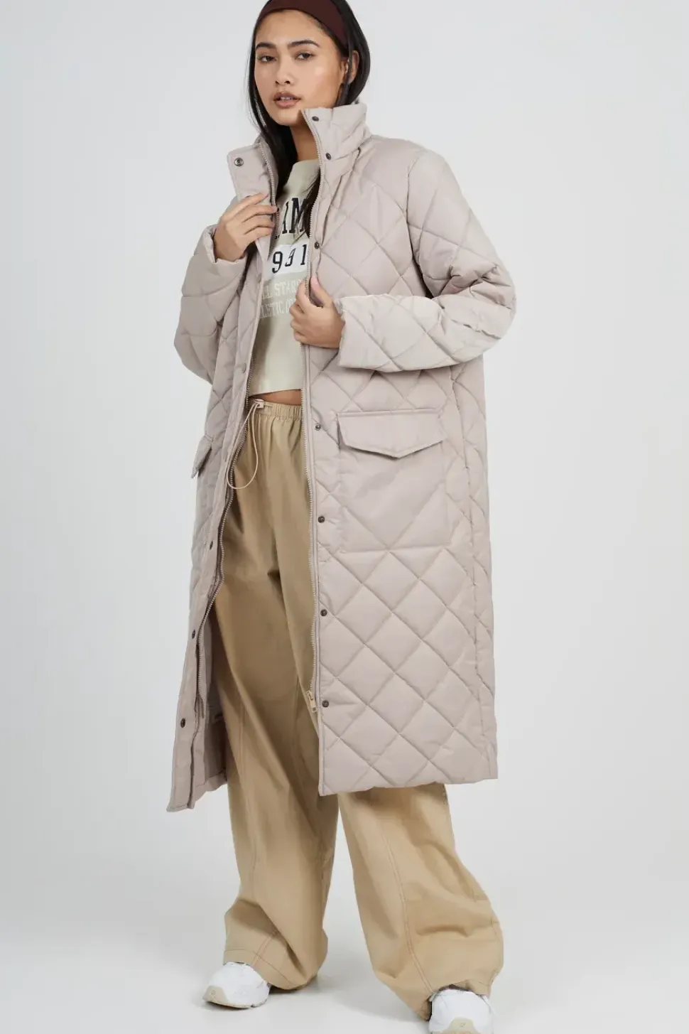 Long Diamond Quilted Jacket