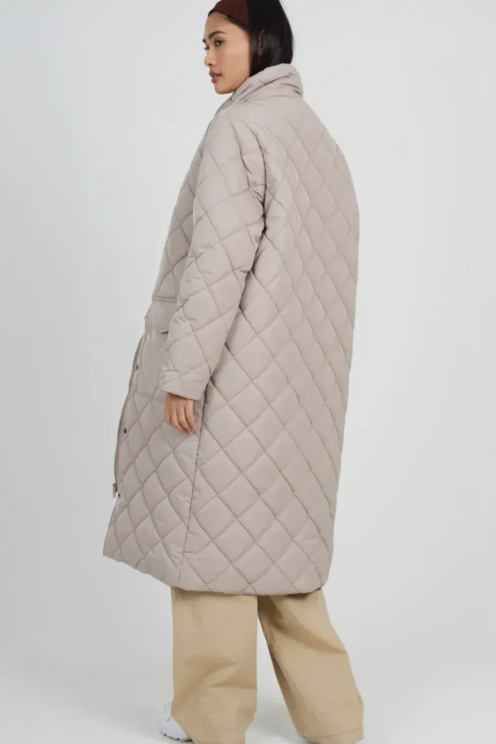Long Diamond Quilted Jacket