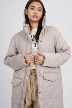 Long Diamond Quilted Jacket