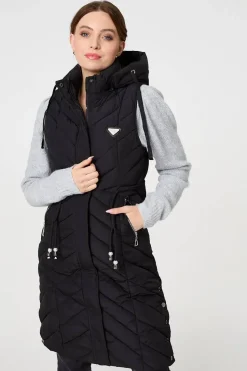 Longline Adjustable Waist Hooded Gilet