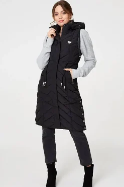 Longline Adjustable Waist Hooded Gilet