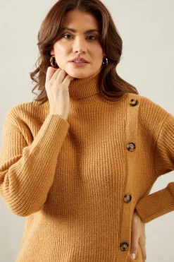 Longline Button Wrap Knitted Tunic