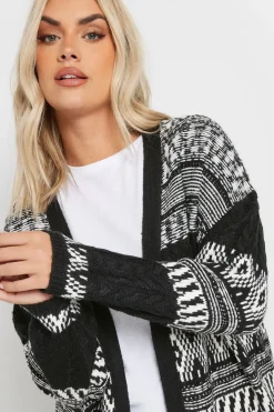 Longline Fairisle Cable Knit Cardigan