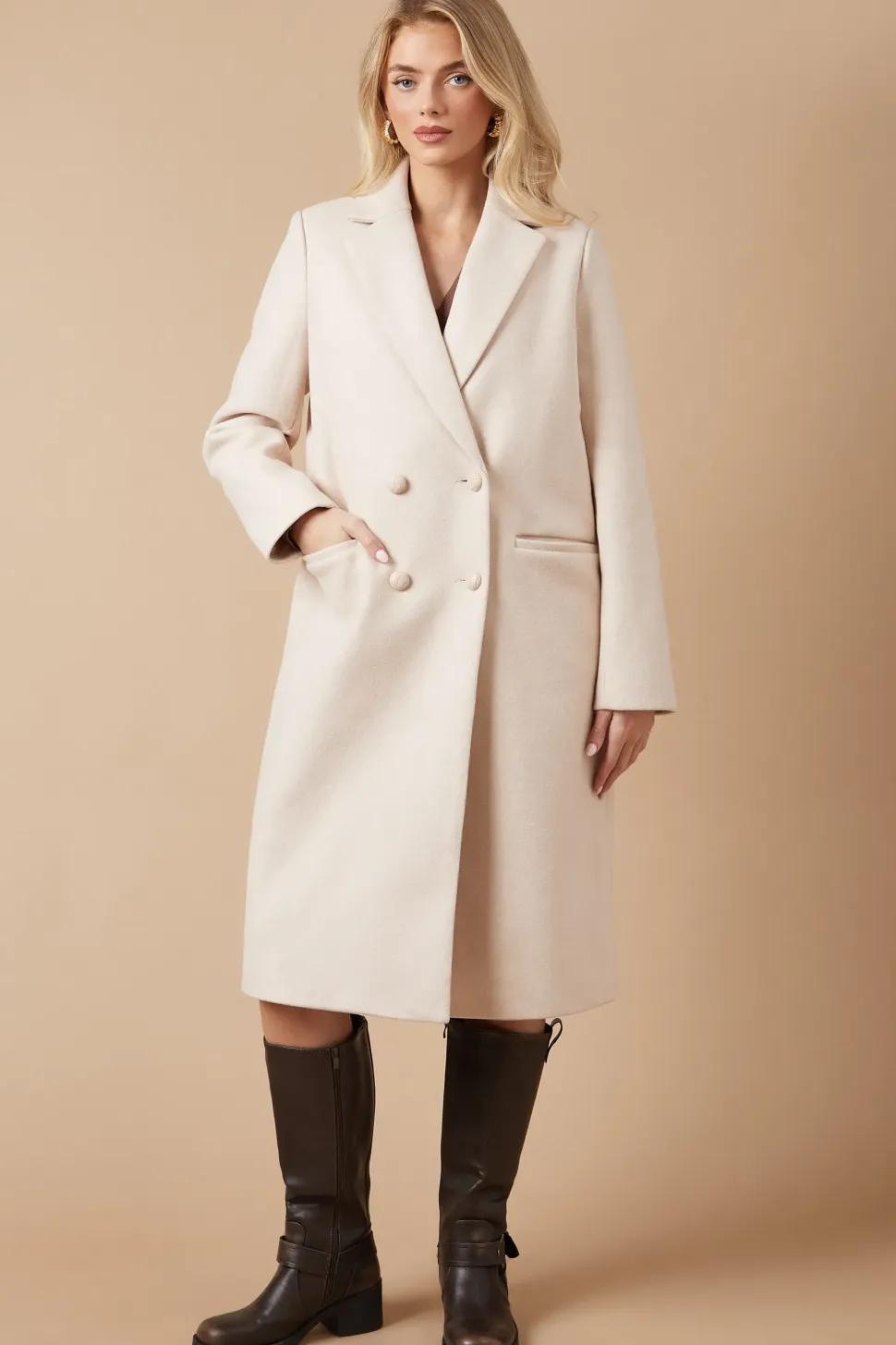 Longline Faux Wool Blazer Coat