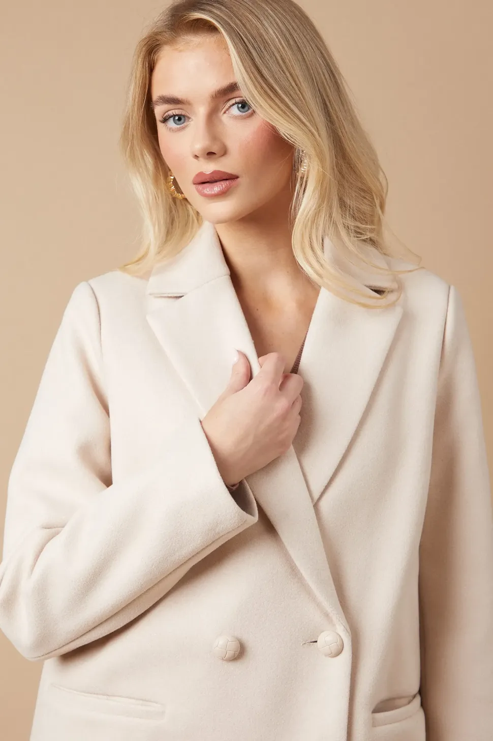 Longline Faux Wool Blazer Coat
