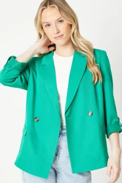 Longline Pocket Detail Double Breasted Blazer