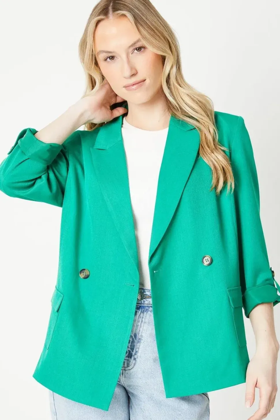 Longline Pocket Detail Double Breasted Blazer