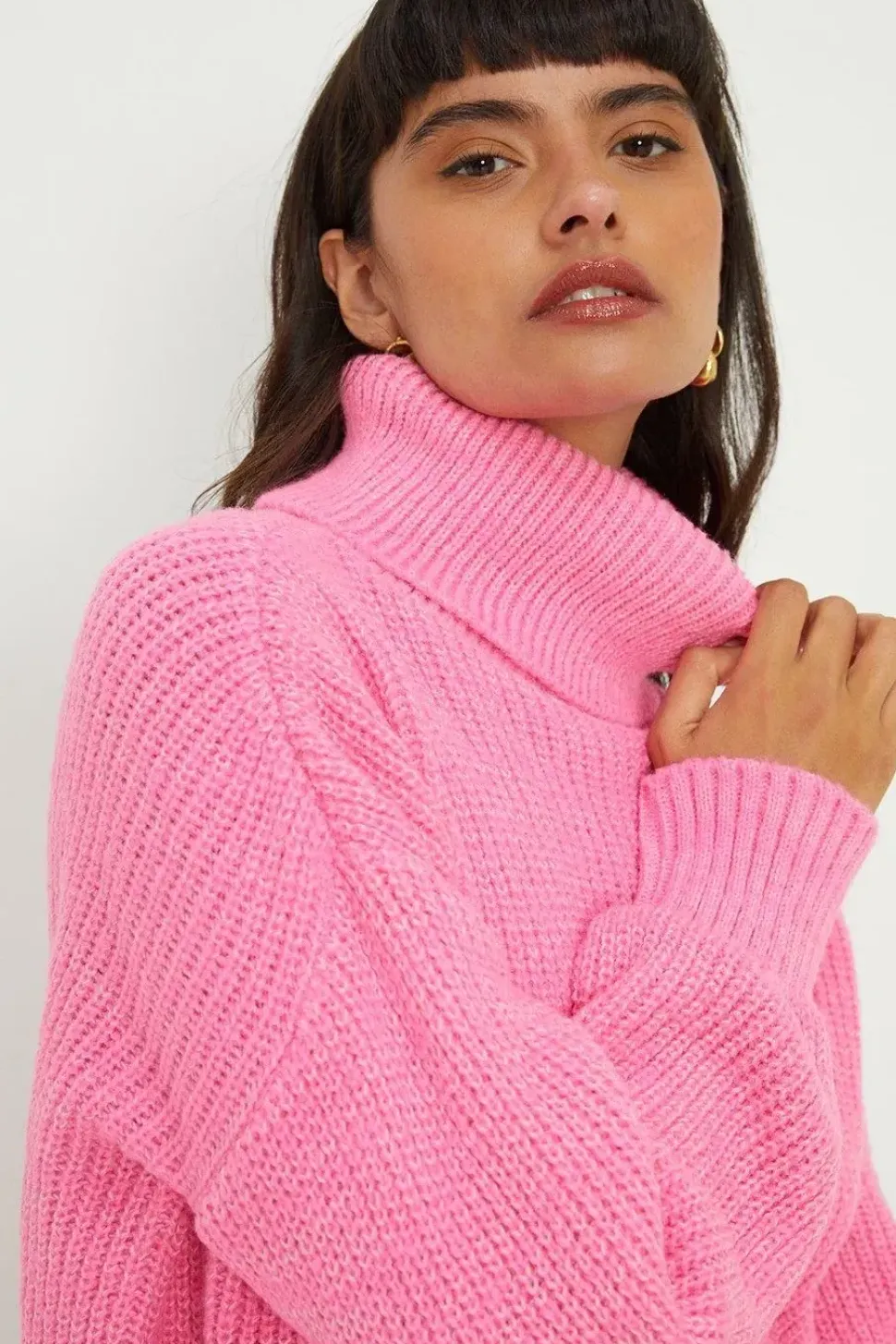Longline Roll Neck Chunky Jumper