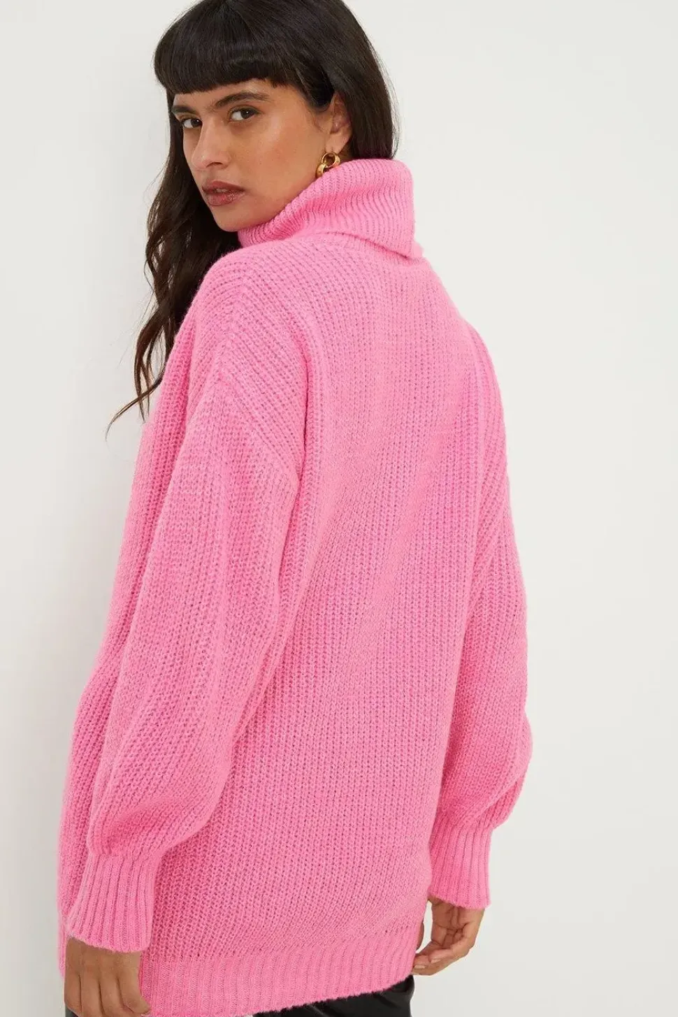 Longline Roll Neck Chunky Jumper