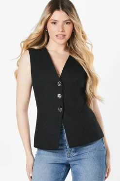 Longline Tailored Sleeveless Textured Blazer