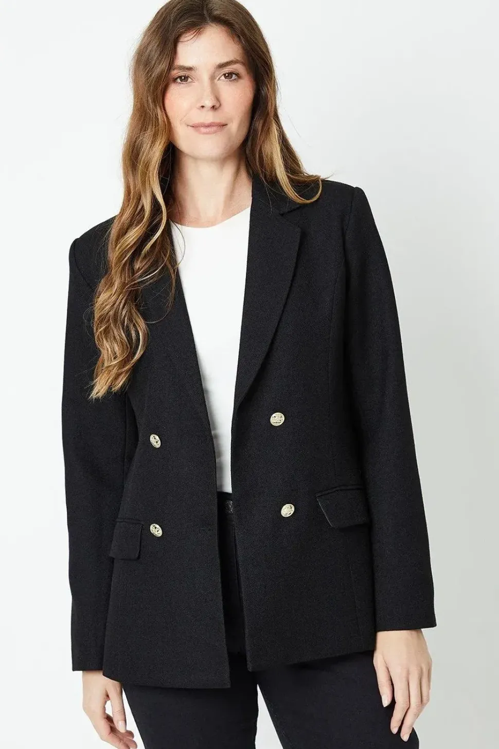 Longline Textured Double Breasted Blazer