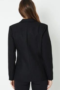 Longline Textured Double Breasted Blazer