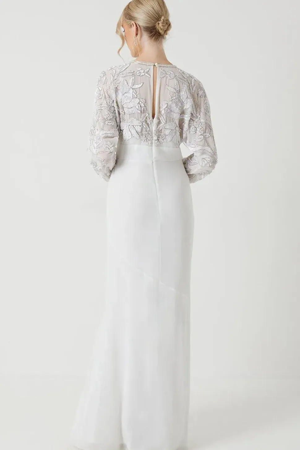 Long Sleeve Embellished Bodice Wedding Dress