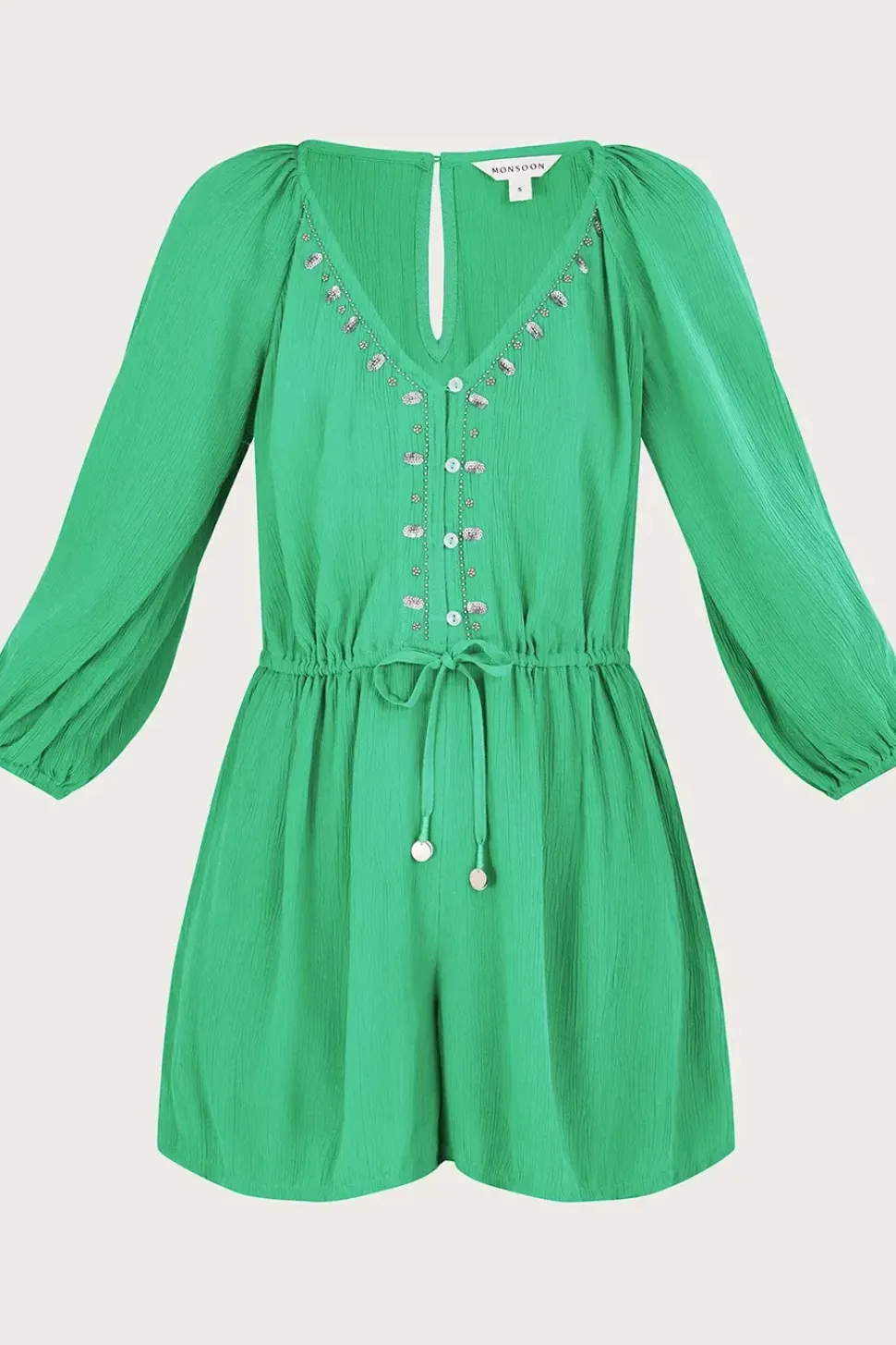 Long Sleeve Embellished Romper