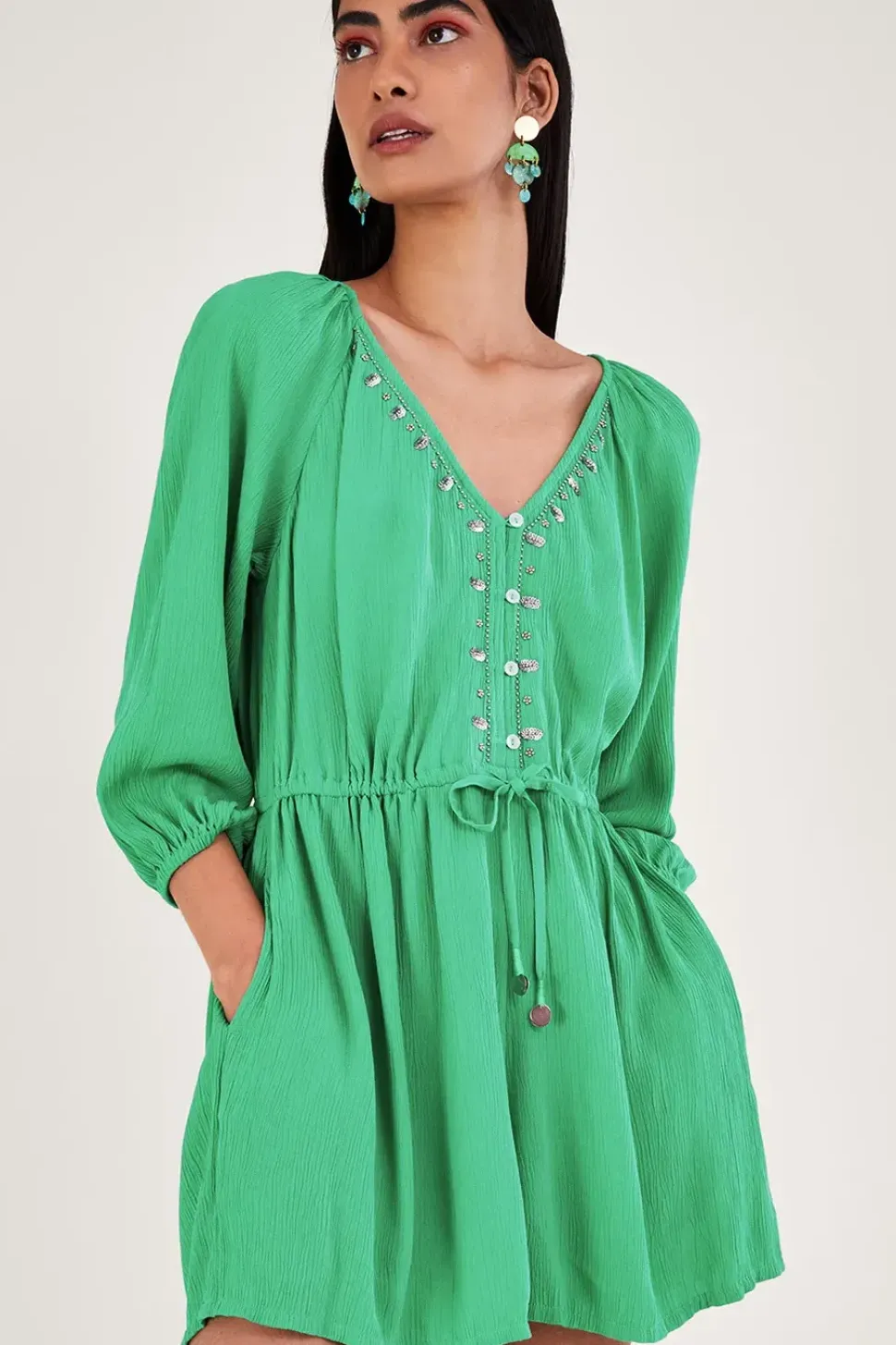 Long Sleeve Embellished Romper
