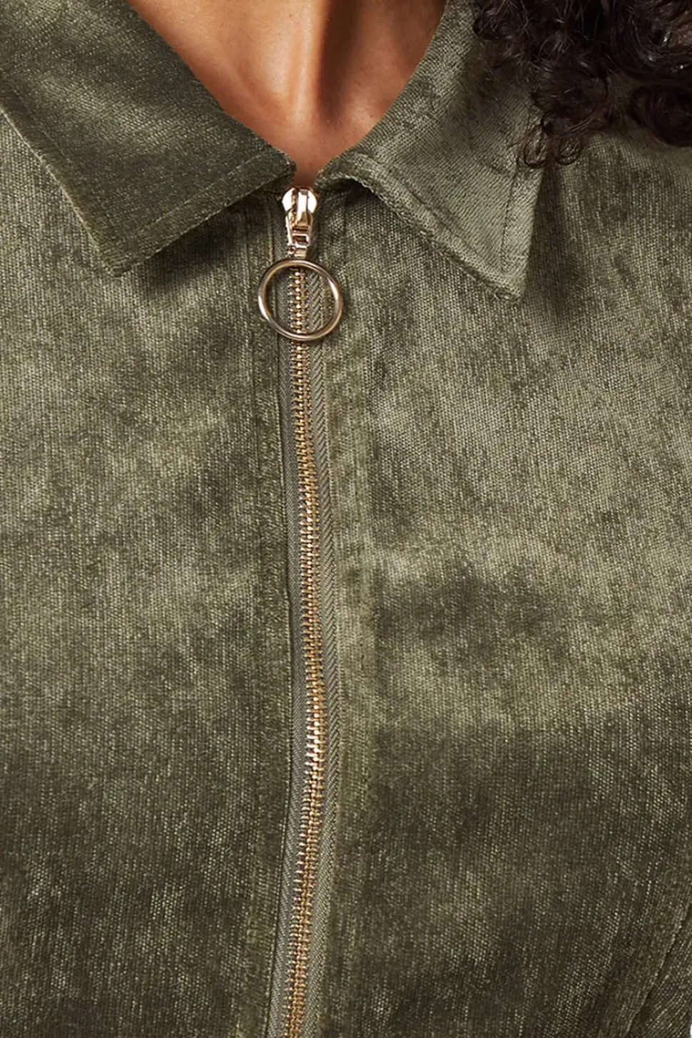 Long Sleeve Front Zip Cord Dress