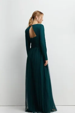 Long Sleeve Mesh Bridesmaids Dress