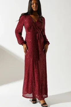 Long Sleeve Sequin Maxi Dress