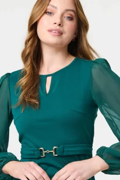Long Sleeve Skater Dress with Belt