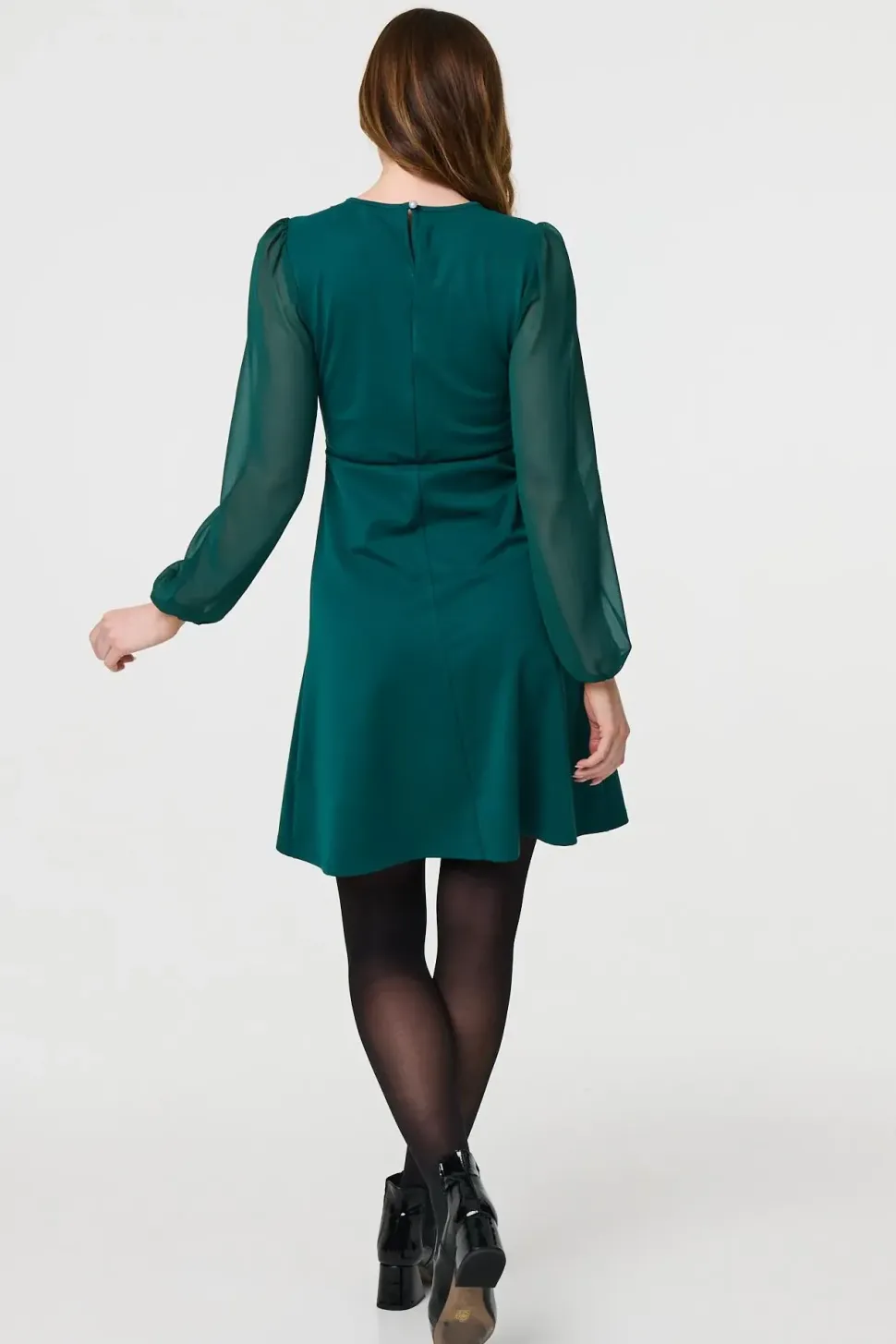 Long Sleeve Skater Dress with Belt