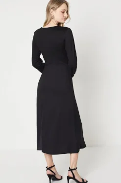 Long Sleeve Wrap Midi Dress