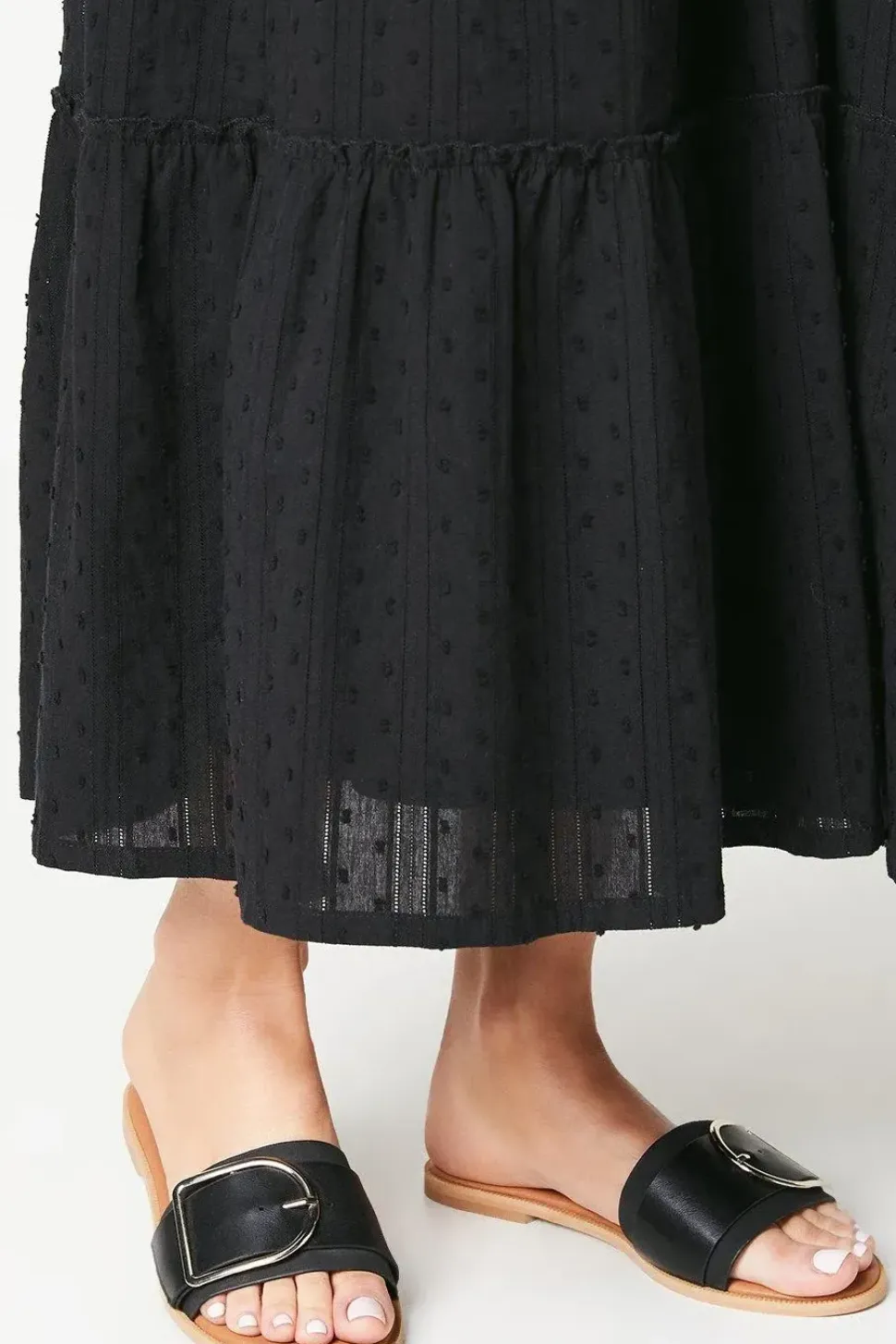 Lorna Buckle Detail Flat Slider Sandals