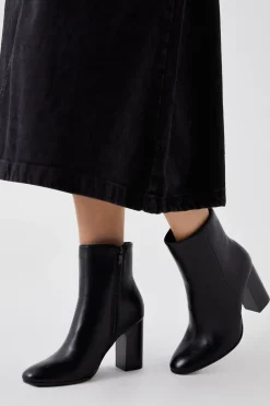 Louisa Round Toe Stacked Heel Ankle Boots