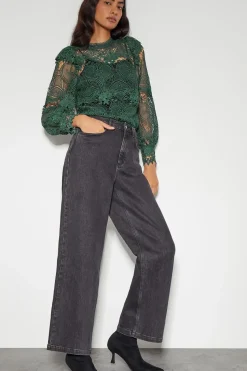 Lucy Lace Long Sleeve Blouse Teal
