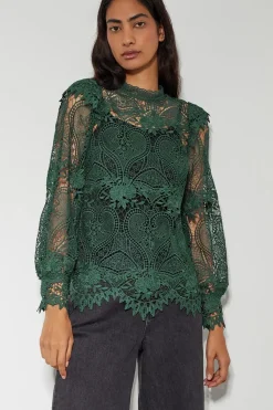 Lucy Lace Long Sleeve Blouse Teal
