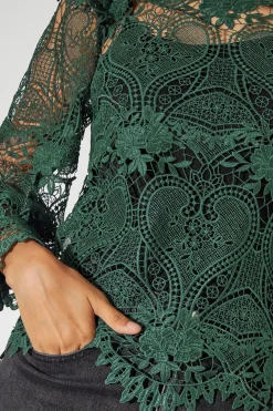 Lucy Lace Long Sleeve Blouse Teal