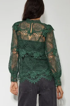 Lucy Lace Long Sleeve Blouse Teal