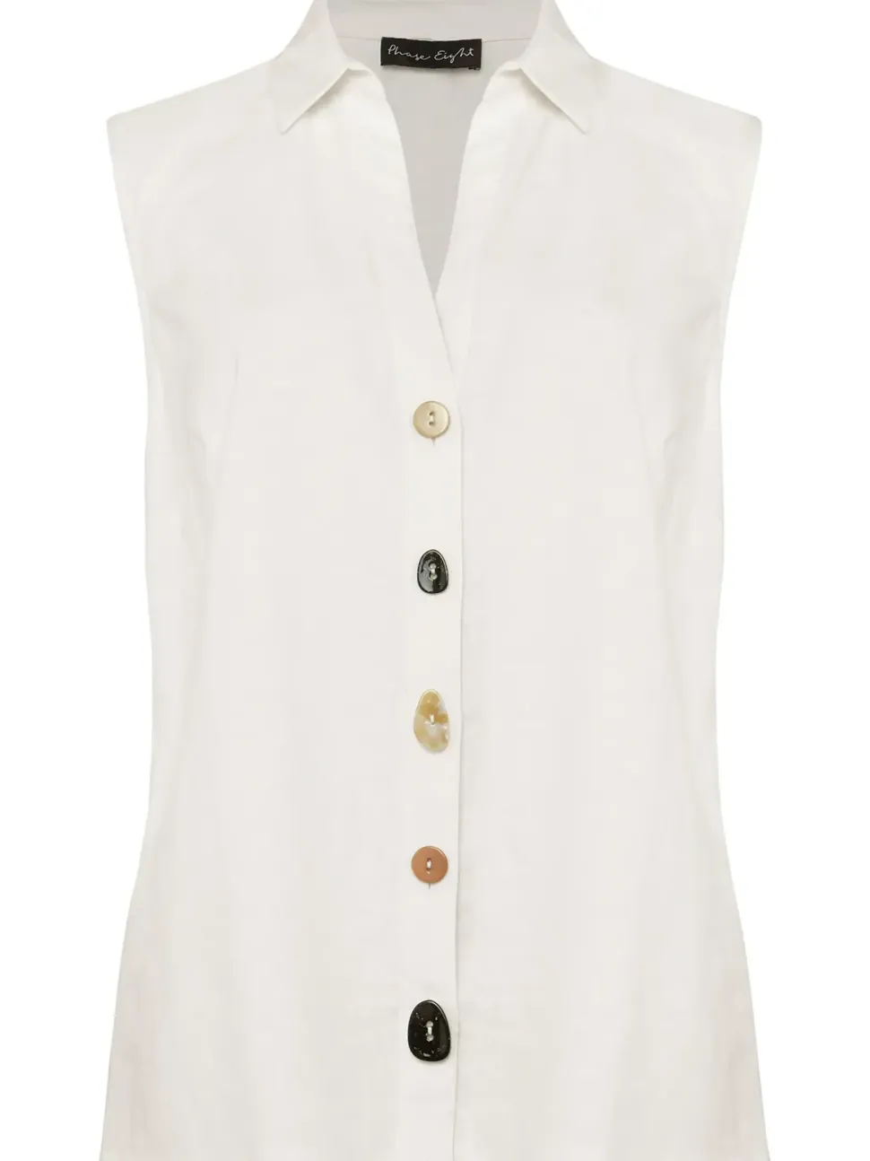 Lucy Linen Sleeveless Blouse-Plain