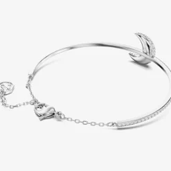 Luna White Mixed Cuts Moon Rhodium Plated Bangle 5666175 (M)