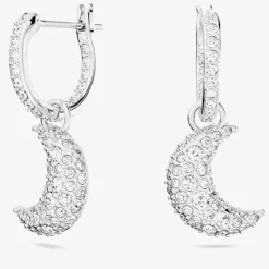 Luna White Rhodium Plated Dropper Earrings 5666157