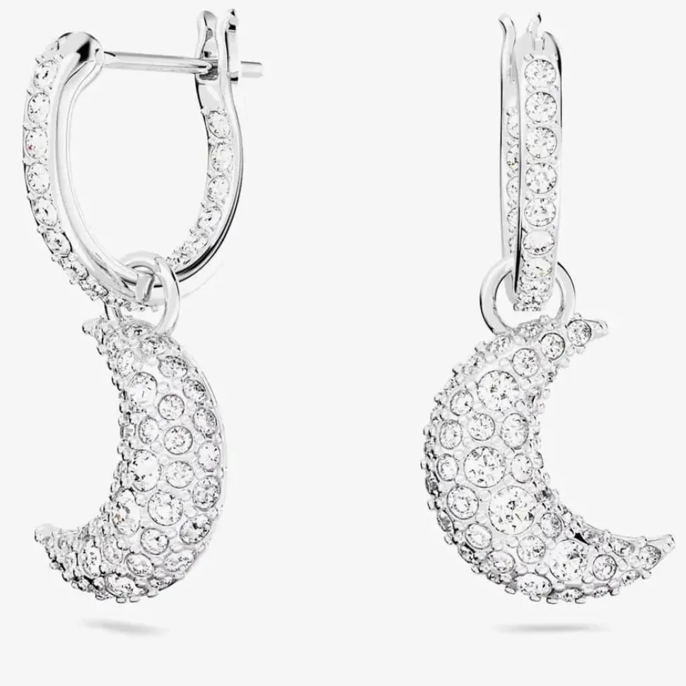 Luna White Rhodium Plated Dropper Earrings 5666157